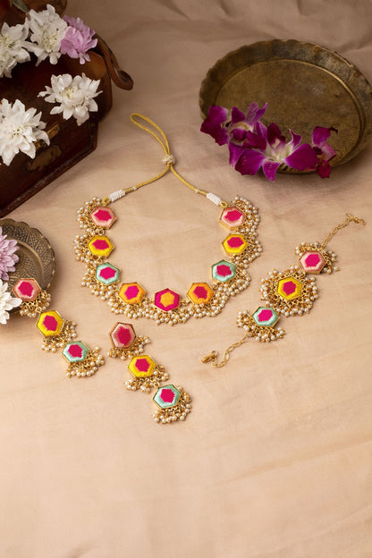 Mystic Lily Embellished Necklace Set 