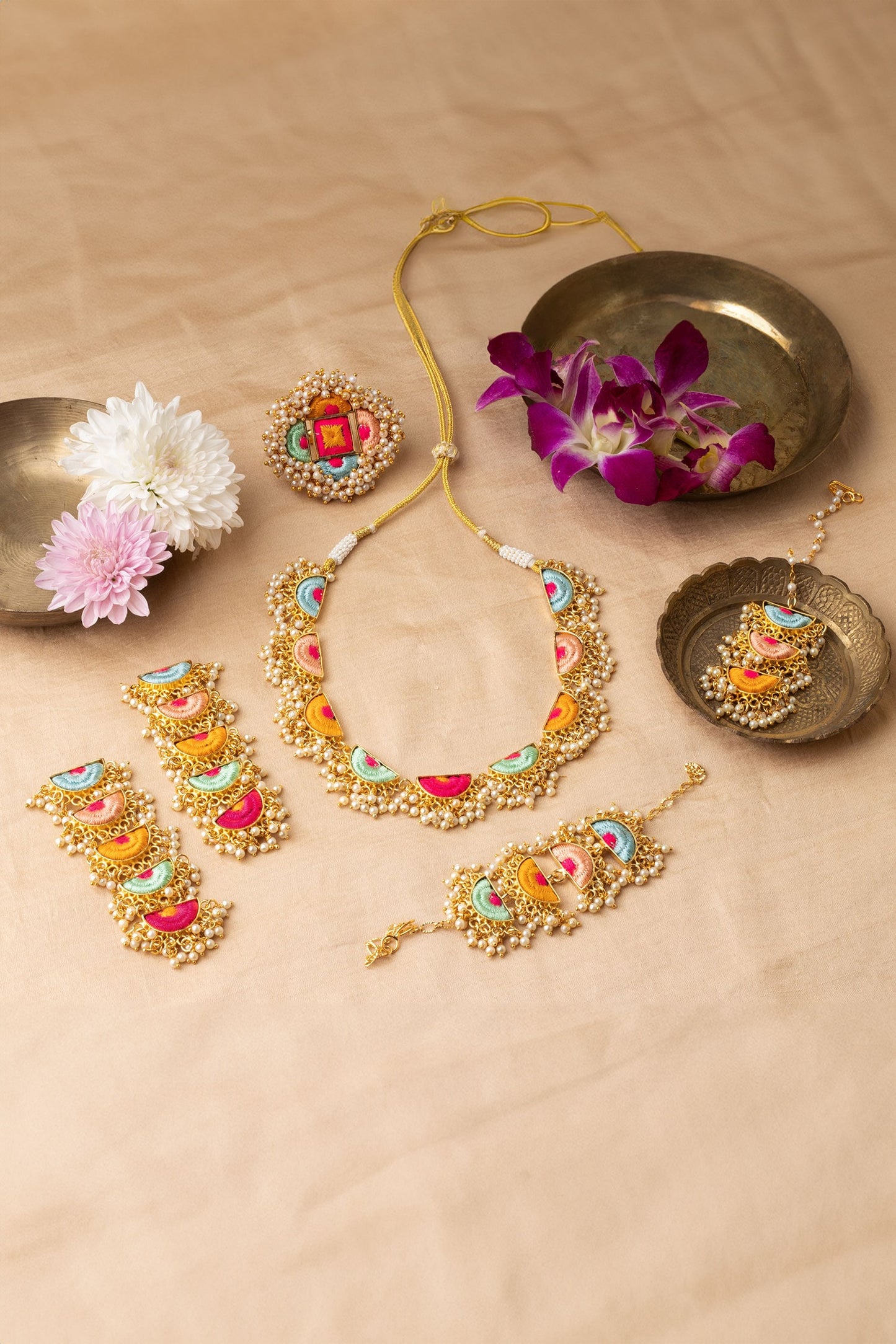 Designer Pearl Silk Thread Jewellery Set 