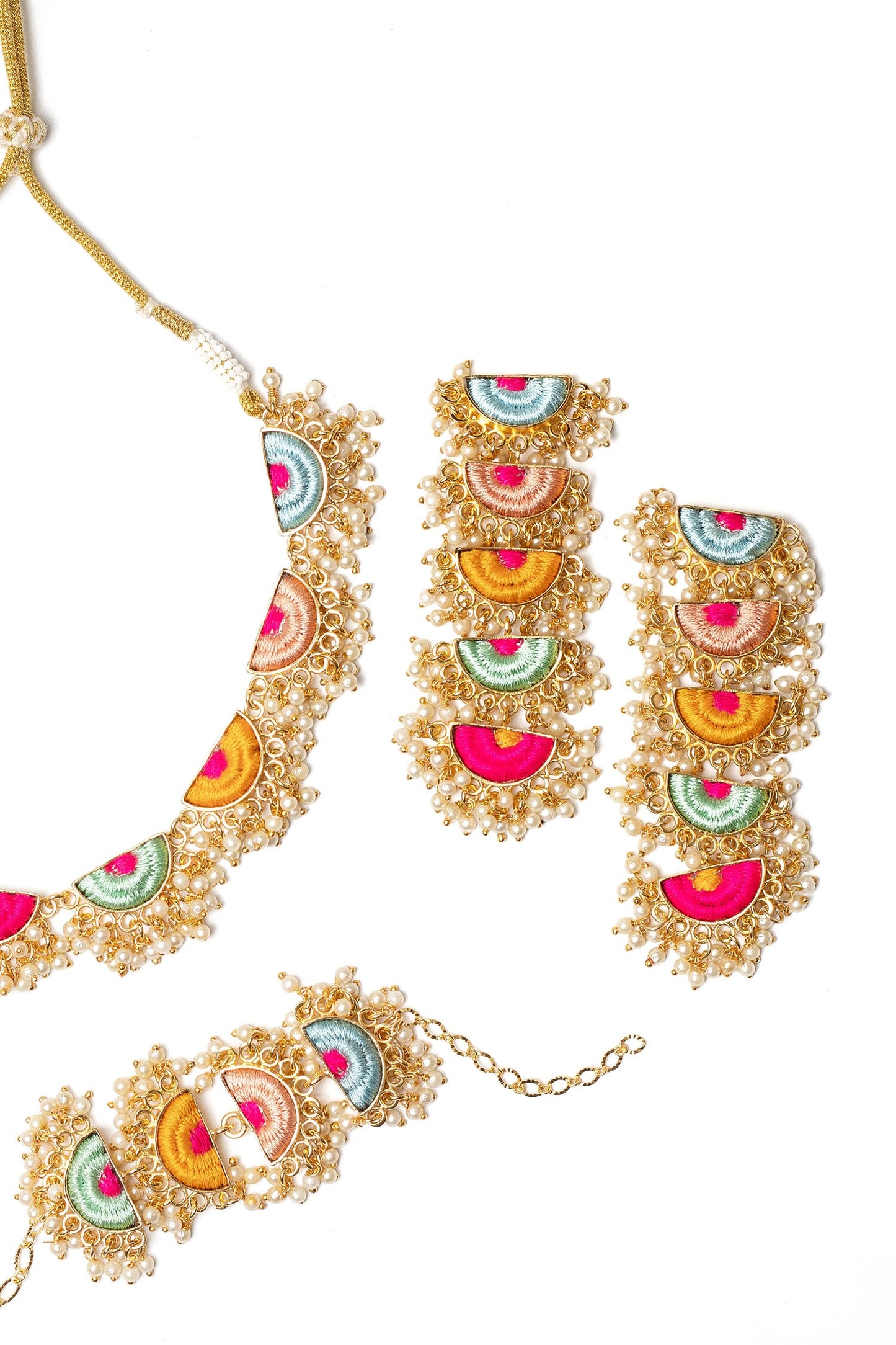 Designer Pearl Silk Thread Jewellery Set 