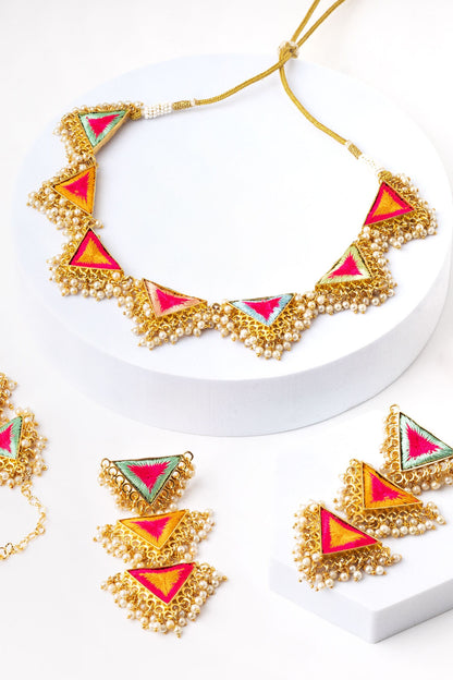 Vivid Bougainvillea Necklace Set 