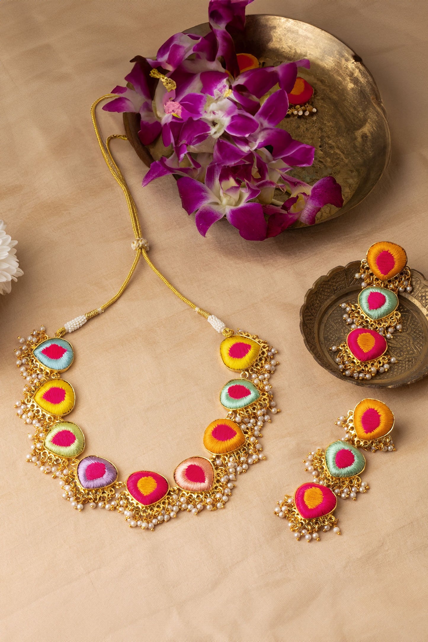 Rainbow Orchid Necklace Set 