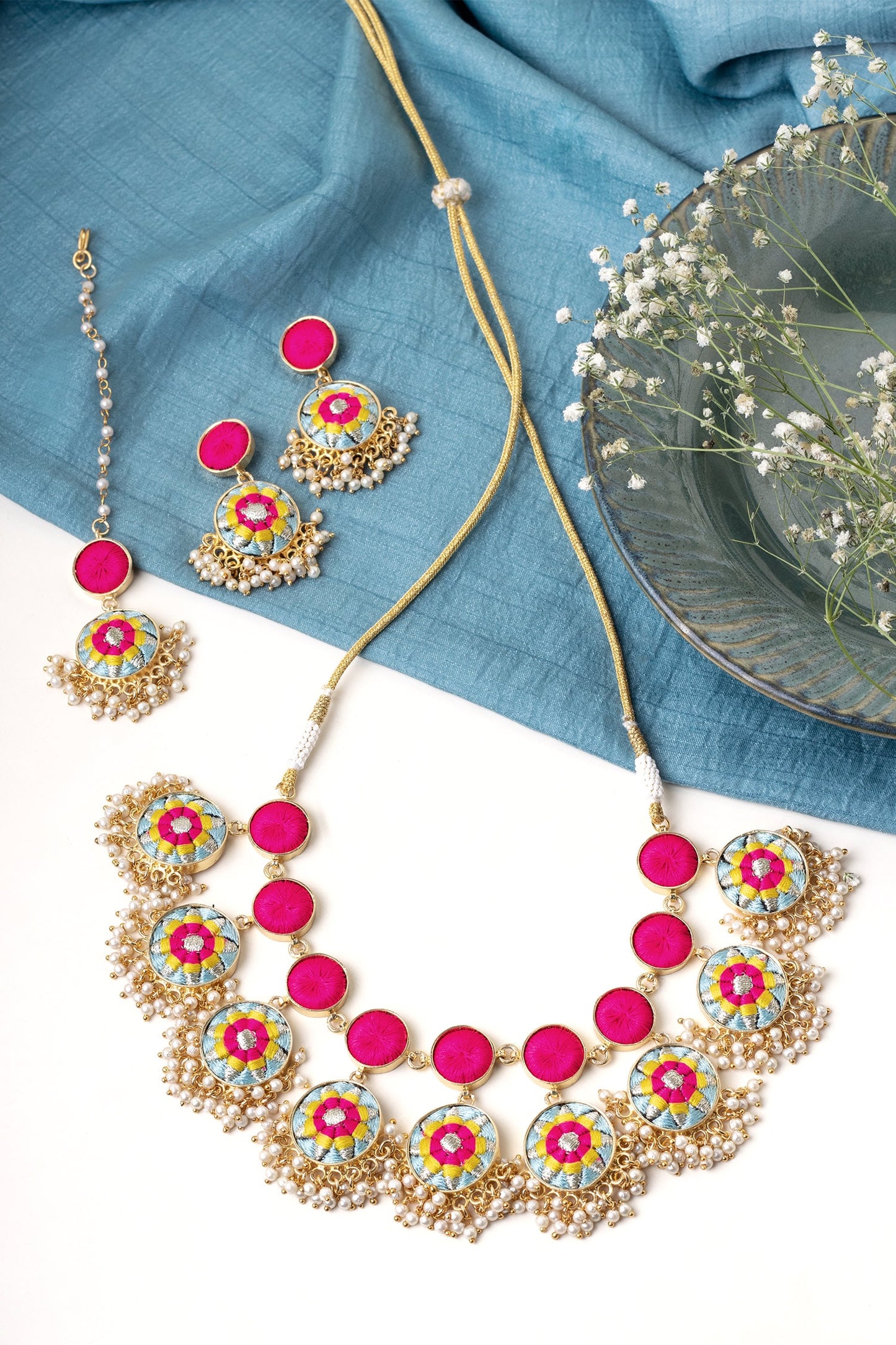 Azure Lotus Necklace Set 