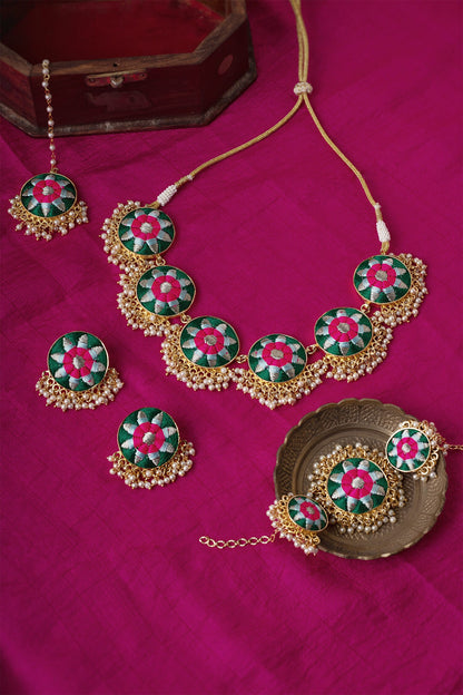 Multi Color Silk Thread Necklace Set 