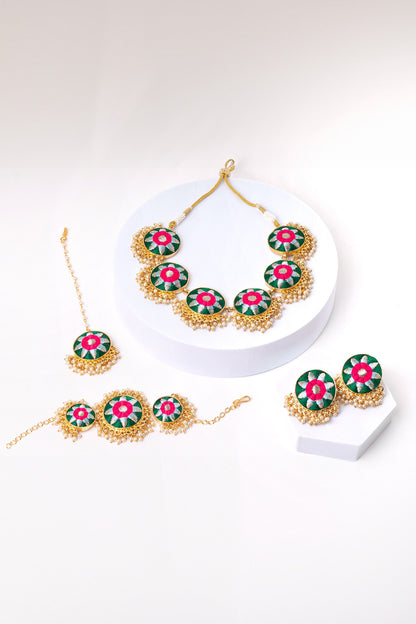 Multi Color Silk Thread Necklace Set 