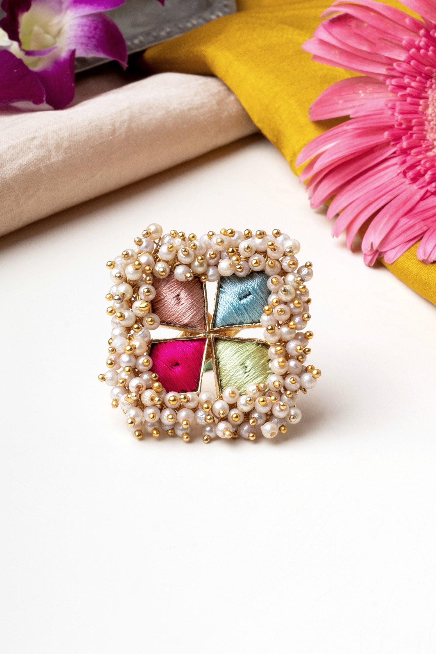 Opal Flower Ring 