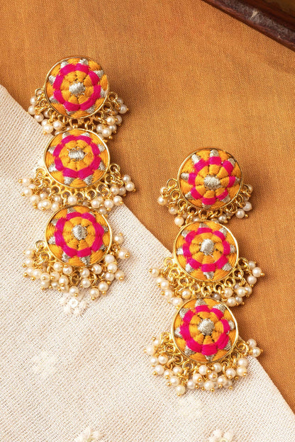 Mystic 3 Tier Circular Dangler Earrings 