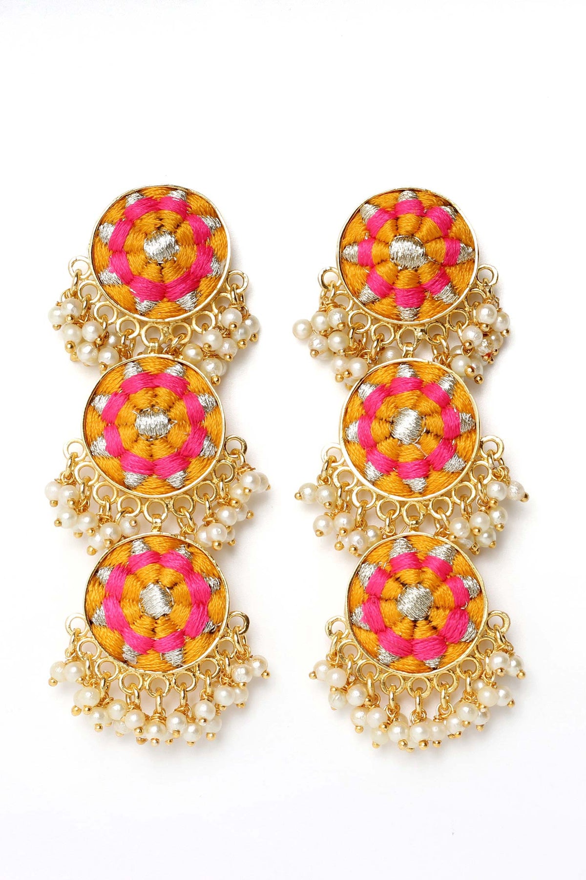 Mystic 3 Tier Circular Dangler Earrings 