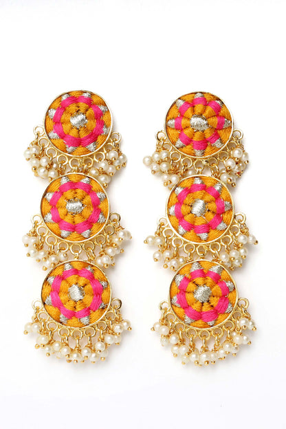 Mystic 3 Tier Circular Dangler Earrings 