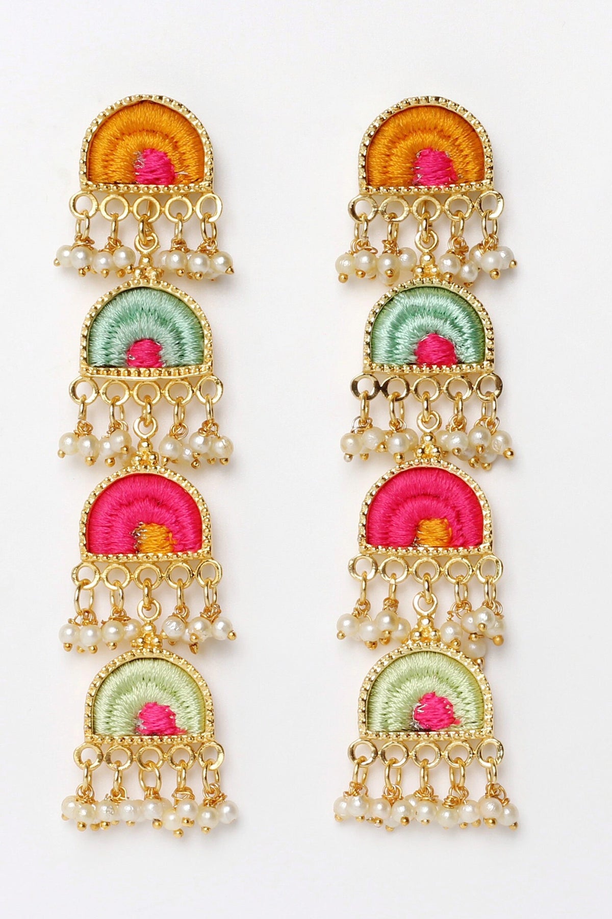 Mystic 4 Tier Semicircular Dangler Earrings 