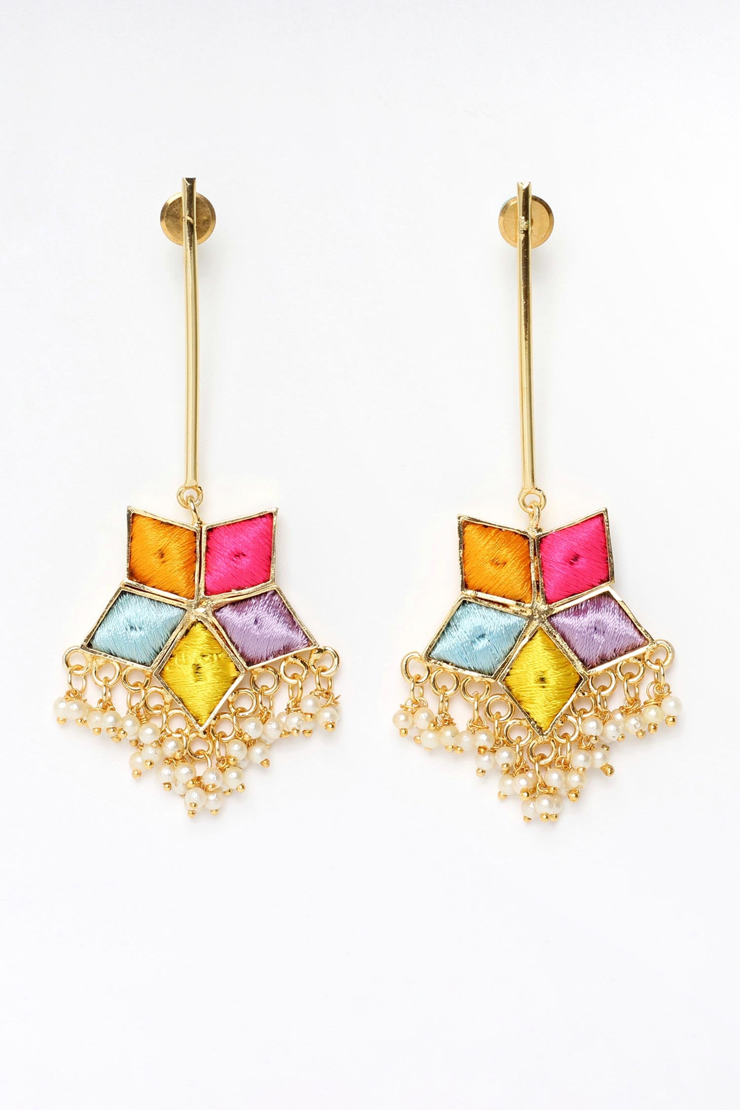 Neon Lily Geometrical Dangler Earrings 
