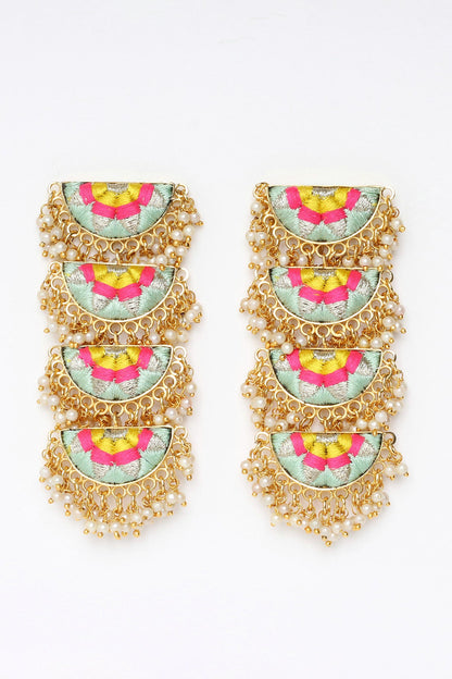 Four Tier Semicircular Motif Earrings 