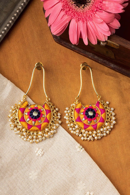 Circular Embroidered Earrings 
