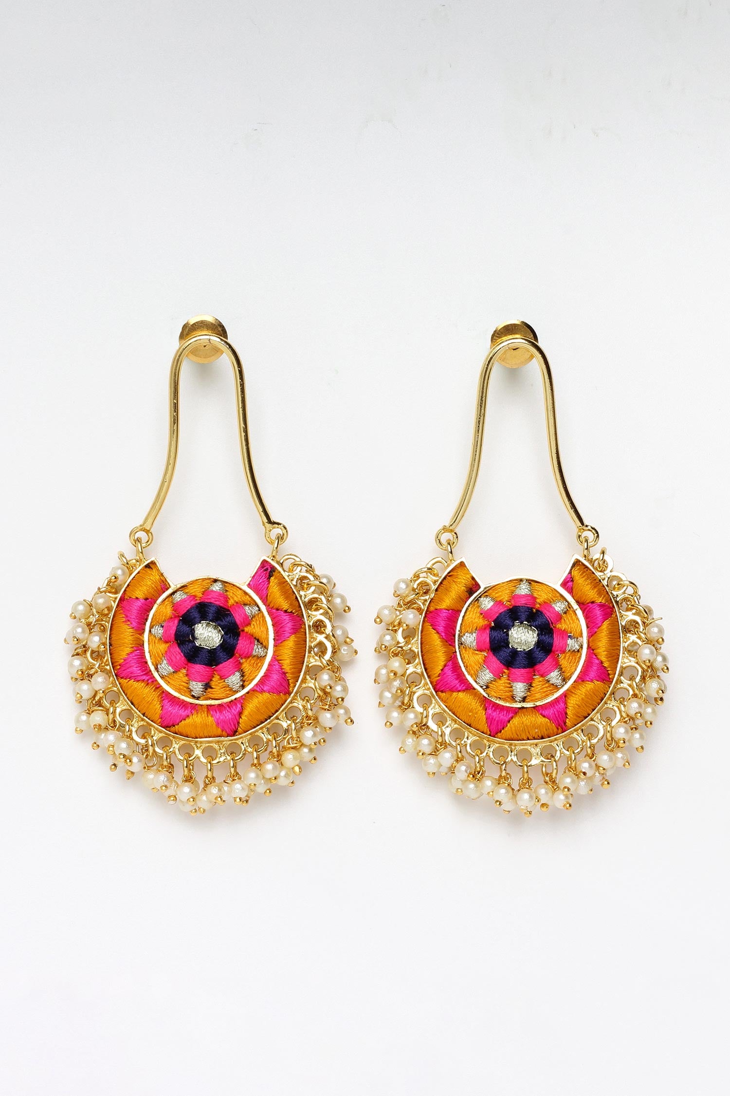 Circular Embroidered Earrings 