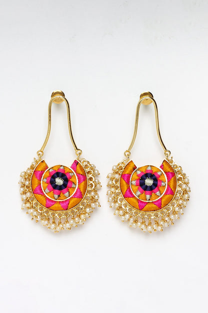 Circular Embroidered Earrings 