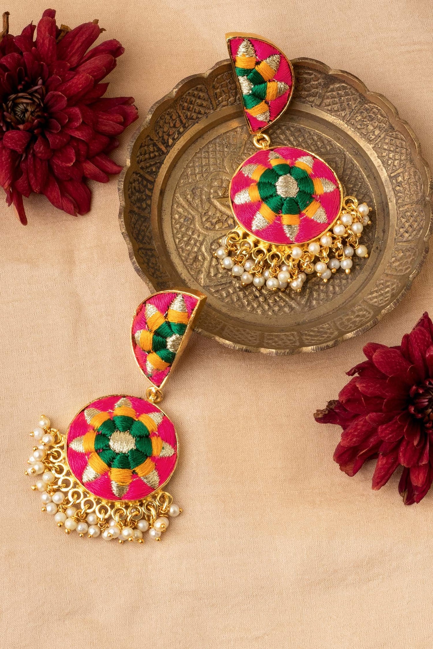 Two Tier Crescent Drop Earrings 