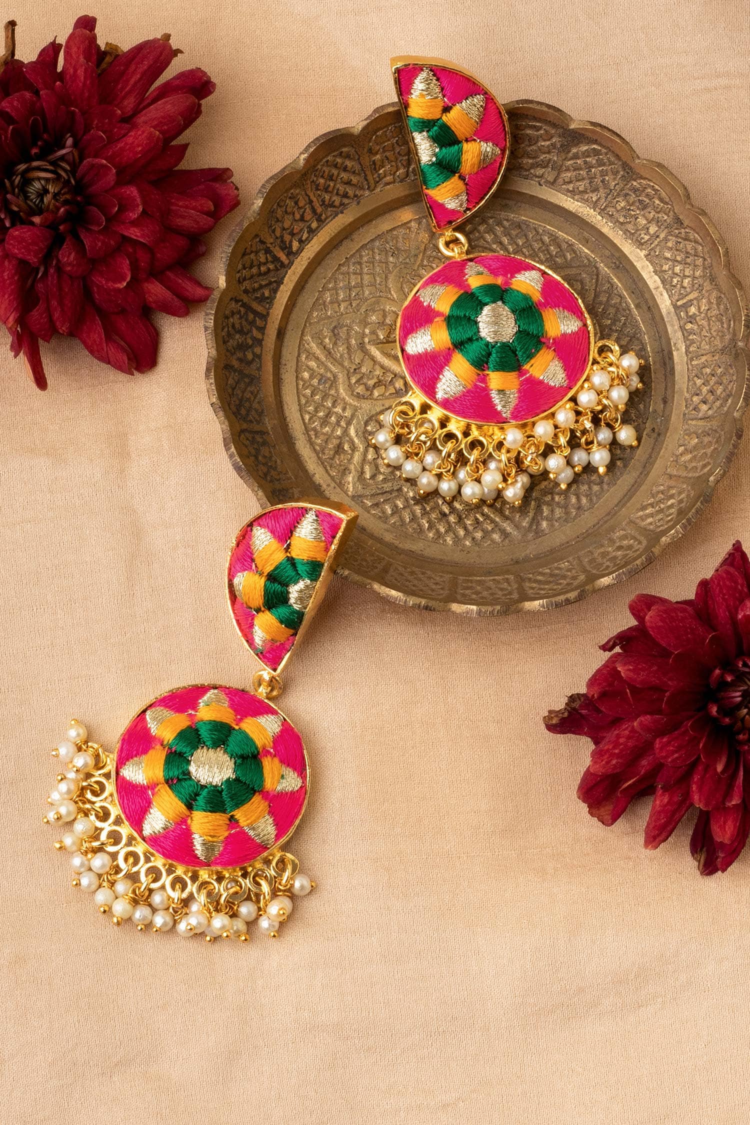 Two Tier Crescent Drop Earrings 