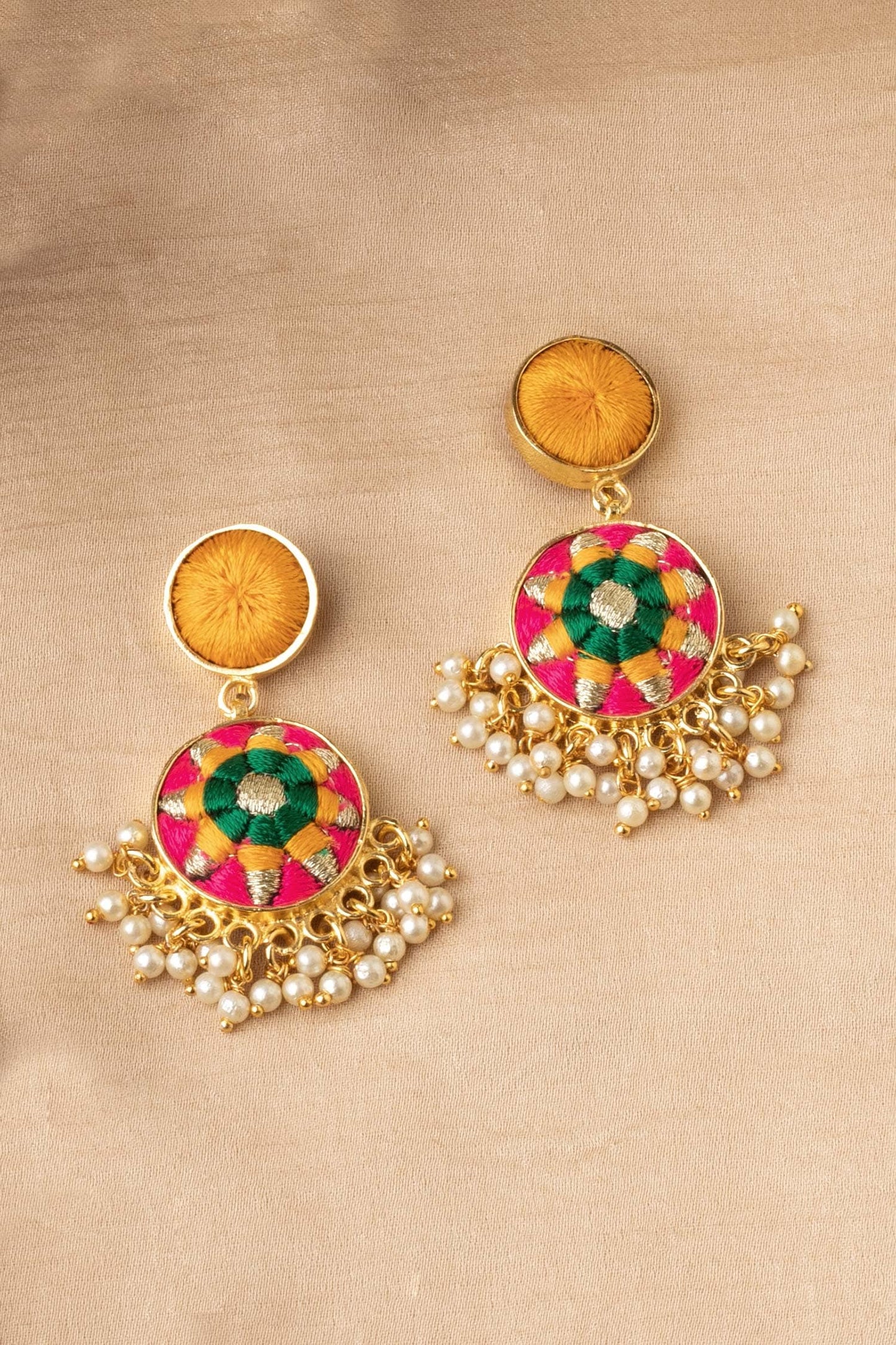 Two Tier Circular Drop Earrings 