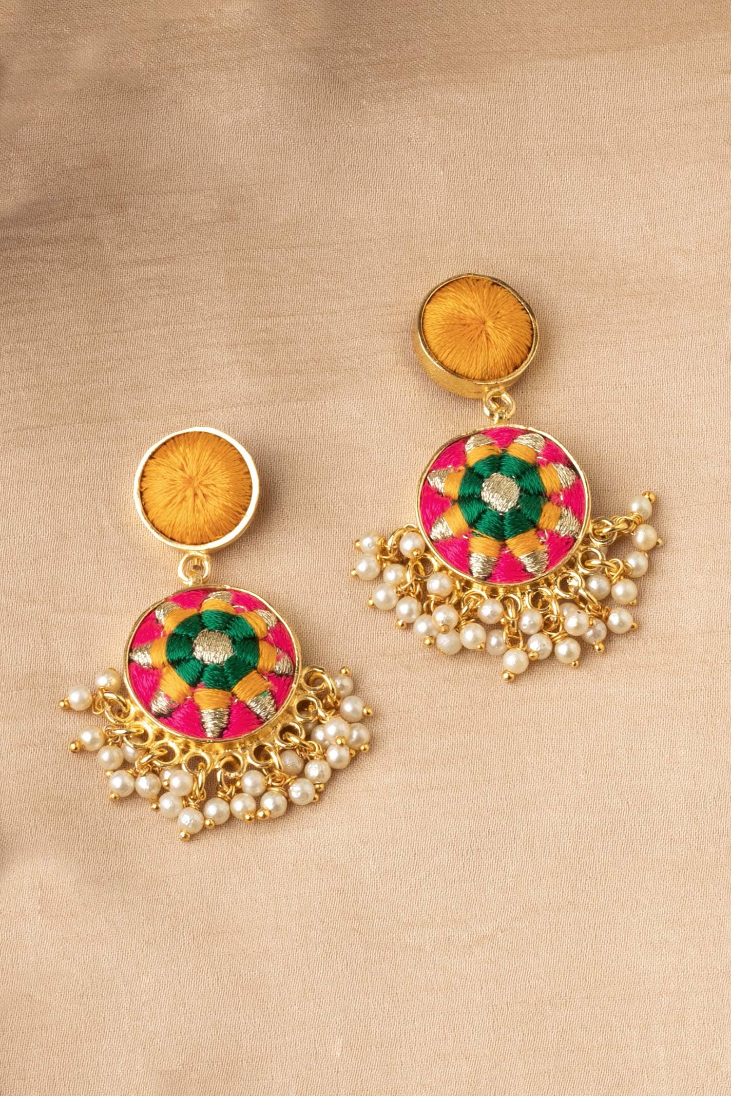 Two Tier Circular Drop Earrings 