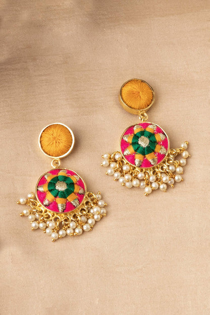 Two Tier Circular Drop Earrings 
