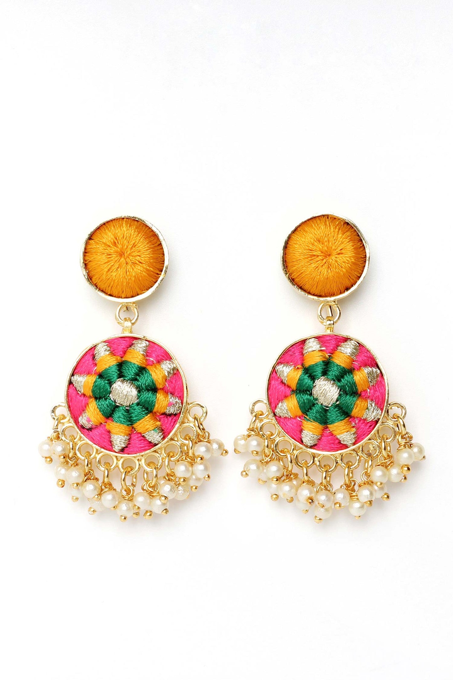 Two Tier Circular Drop Earrings 