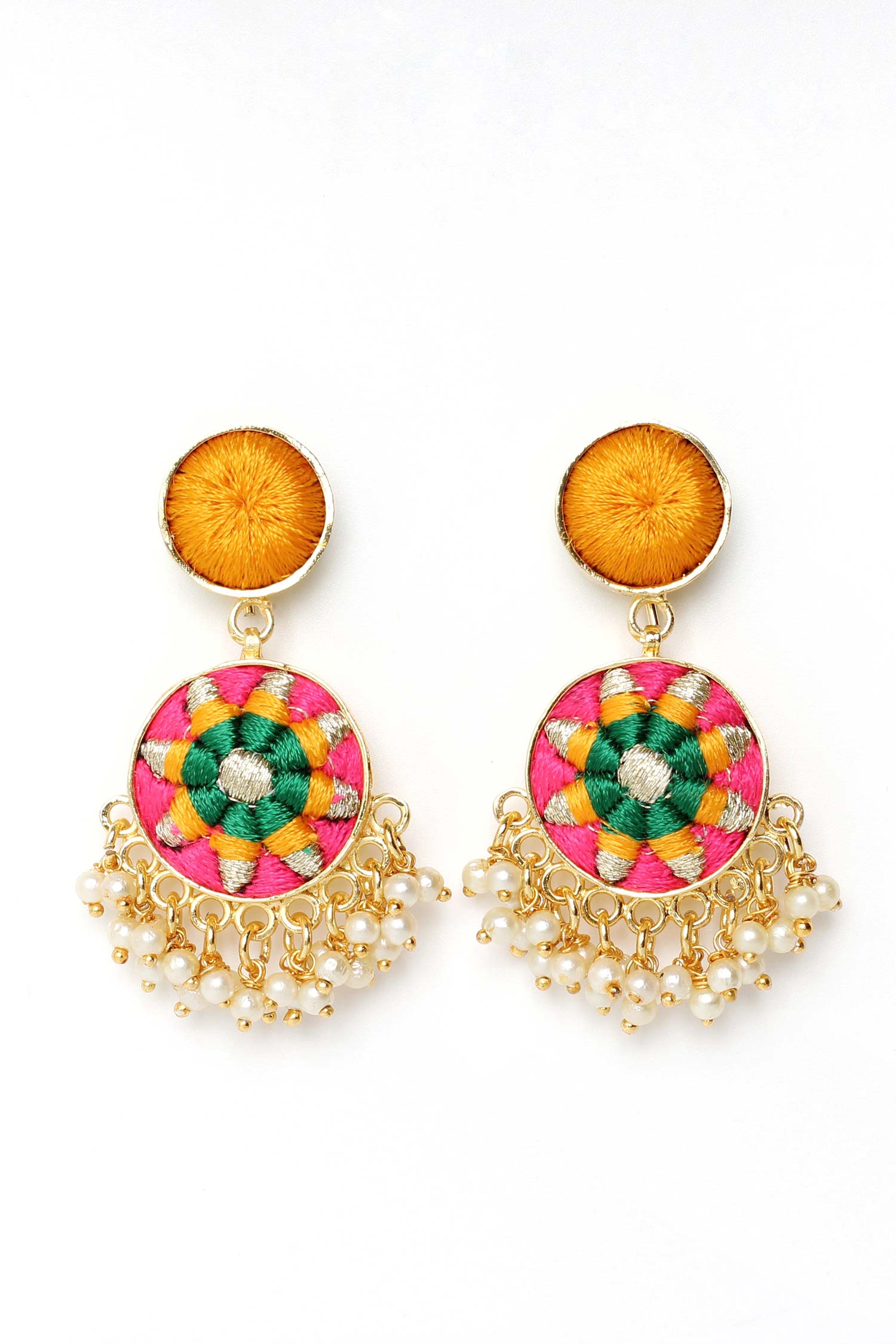 Two Tier Circular Drop Earrings 