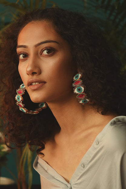 Ouucchh Evil Eye Embroidered Hoops 