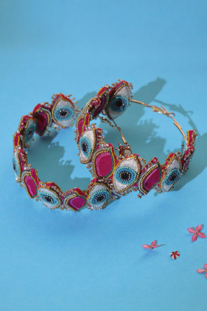 Ouucchh Evil Eye Embroidered Hoops 