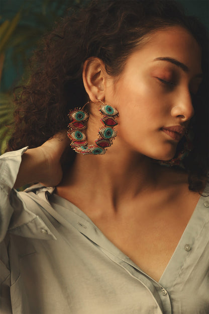 Ouucchh Evil Eye Embroidered Hoops 