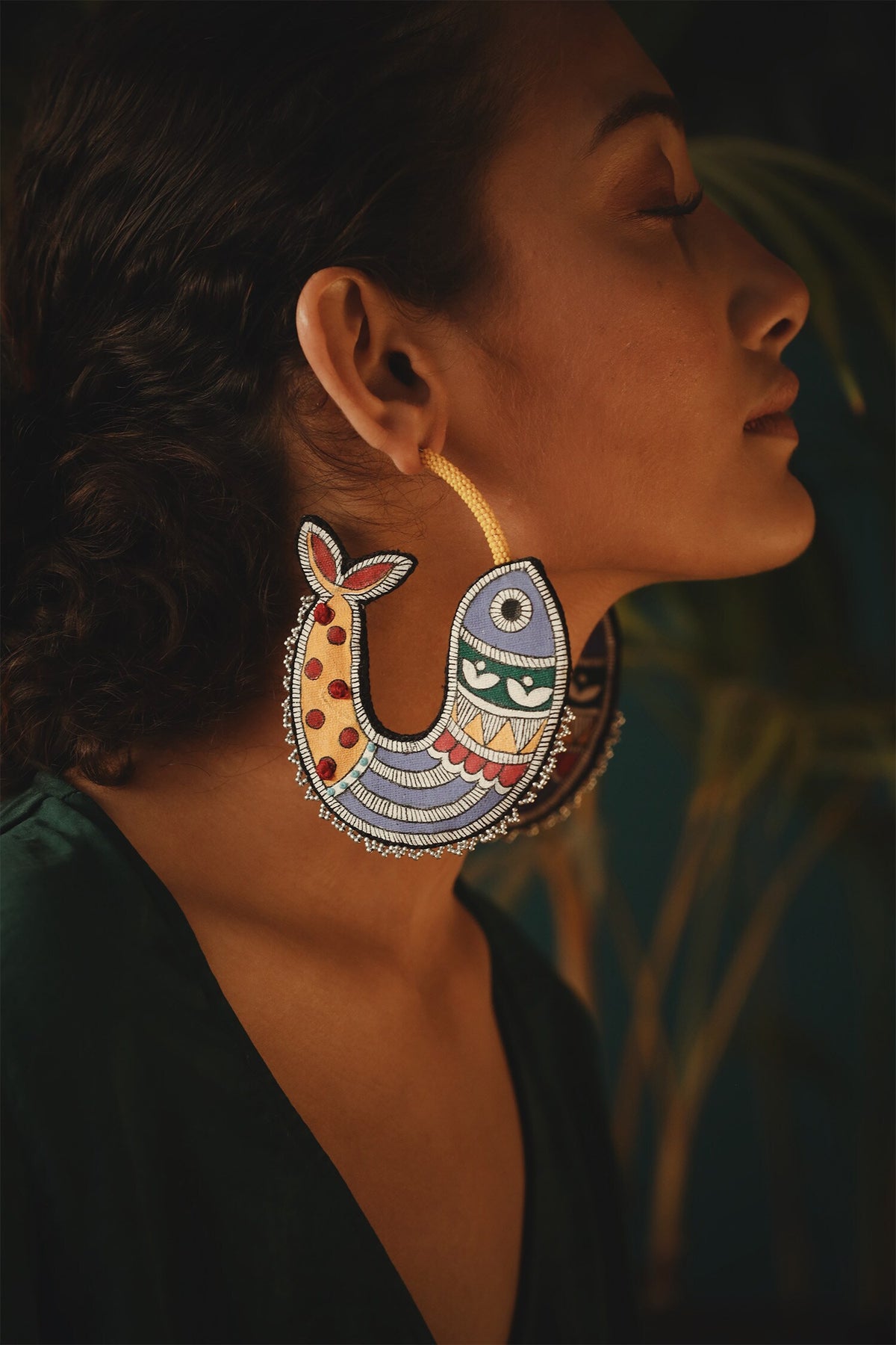 Oh Fish Madhubani Fish Embroidered Hoops 