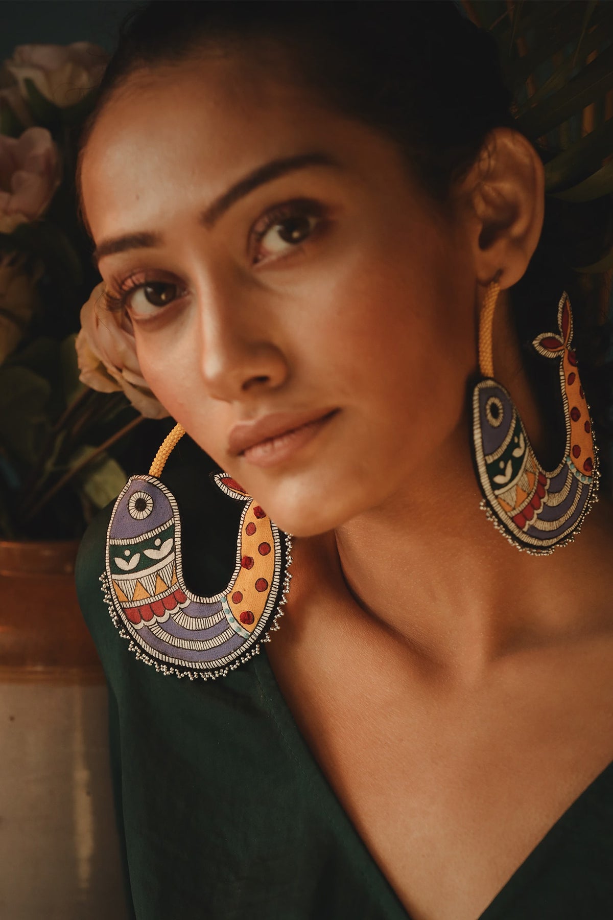 Oh Fish Madhubani Fish Embroidered Hoops 