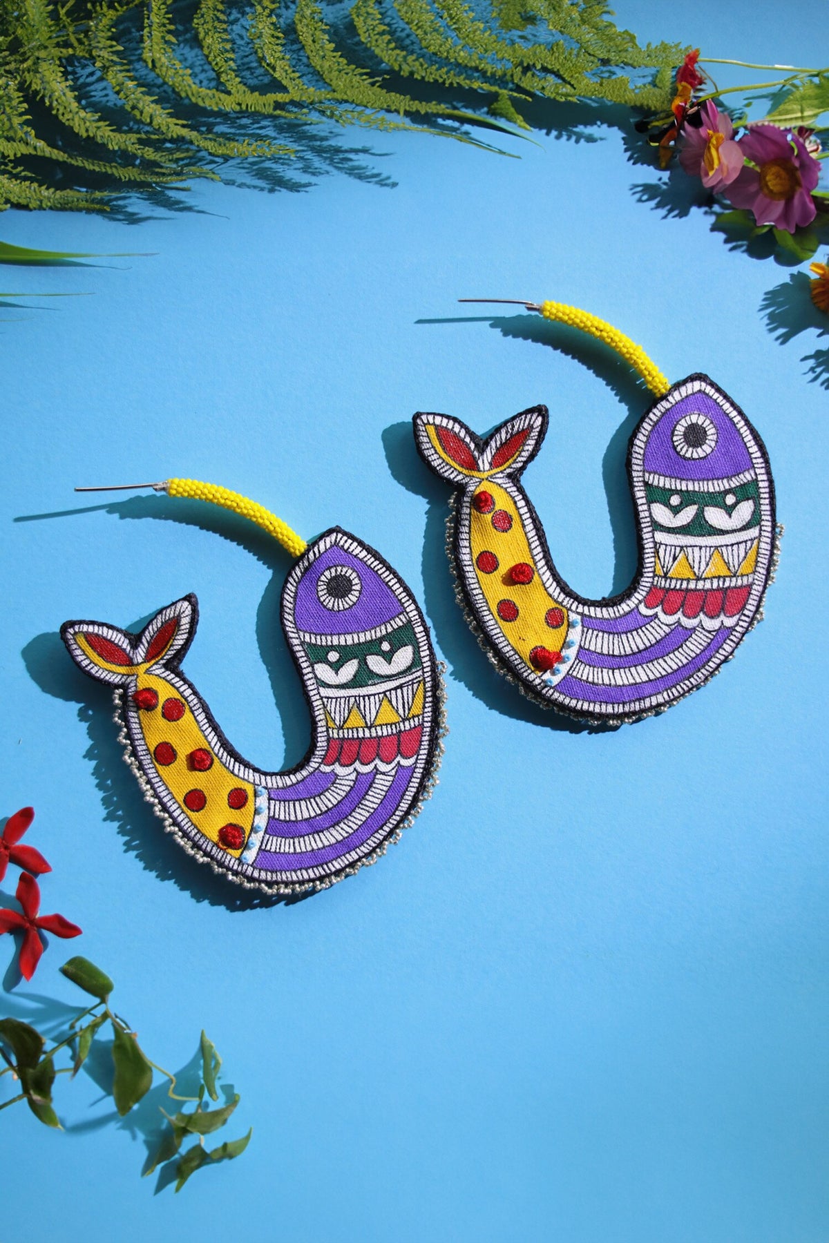 Oh Fish Madhubani Fish Embroidered Hoops 