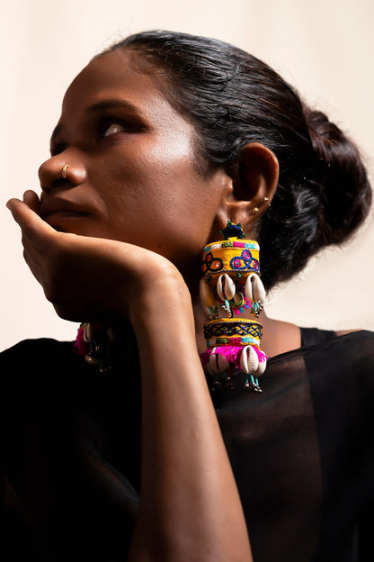 Chakudi Bead Shell Embellished Earrings 