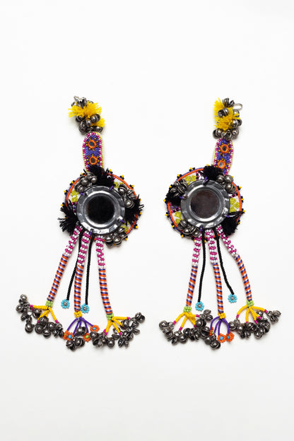 Jabri Thread Embroidered Ghunghroo Tassel Earrings 