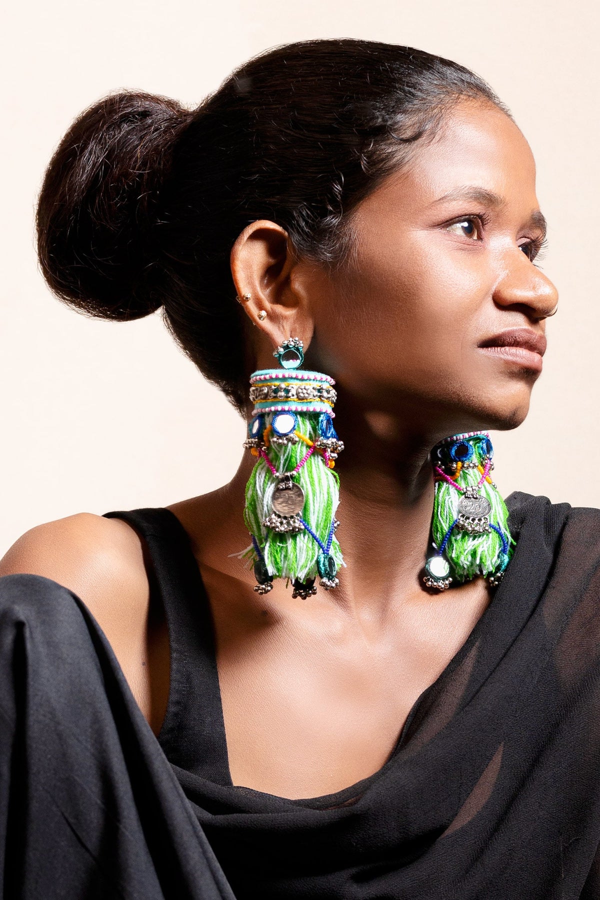 Lavara Embellished Thread Tassel Earrings 
