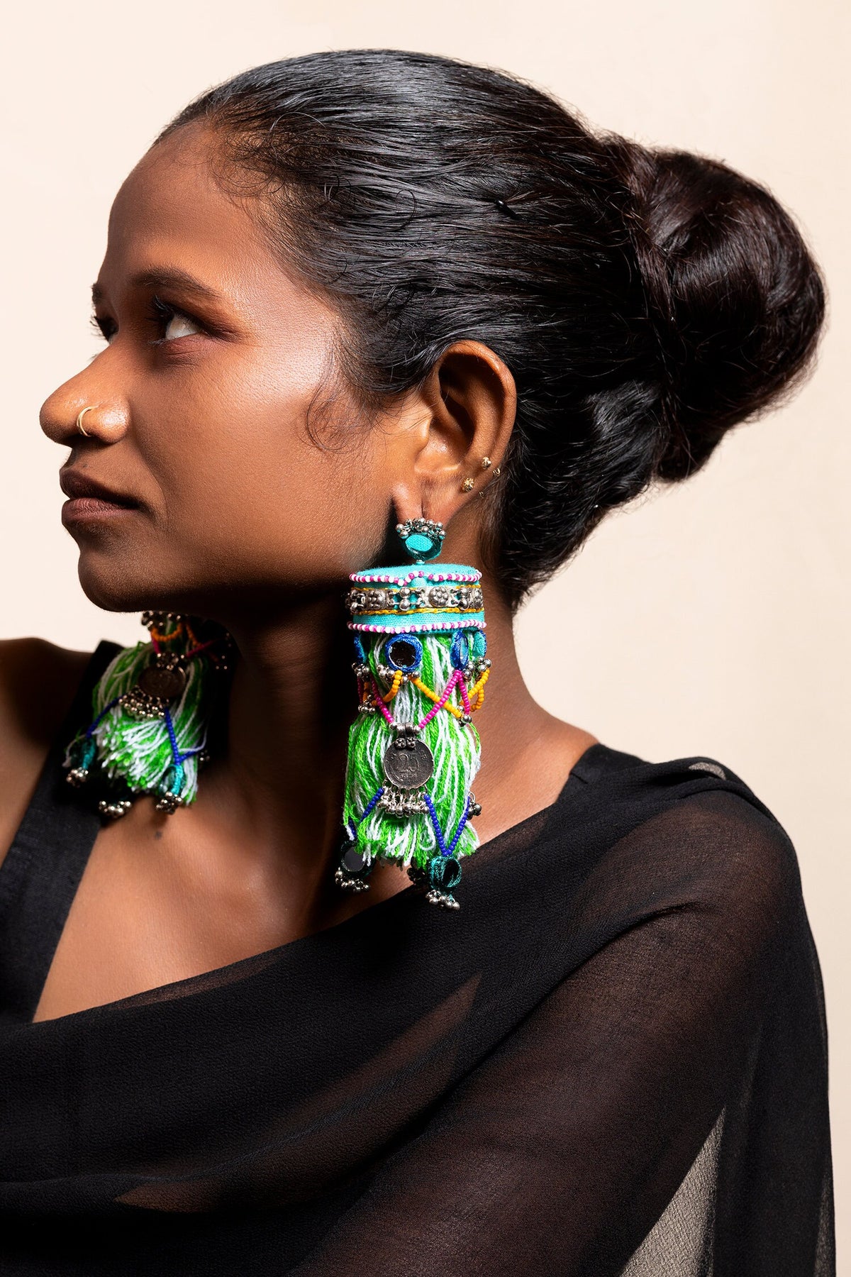 Lavara Embellished Thread Tassel Earrings 
