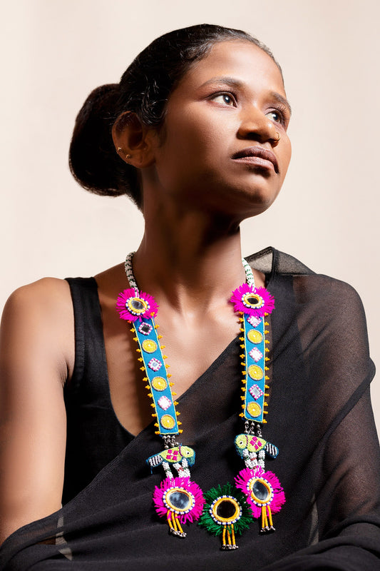 Gammat Parrot Embroidered Tassel Necklace 