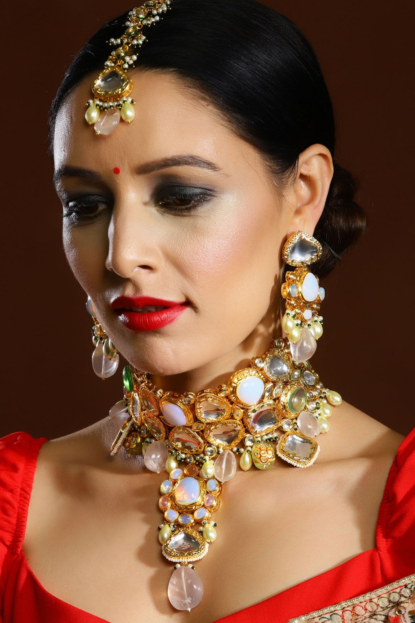 Maharani Kundan Embellished Necklace Set 