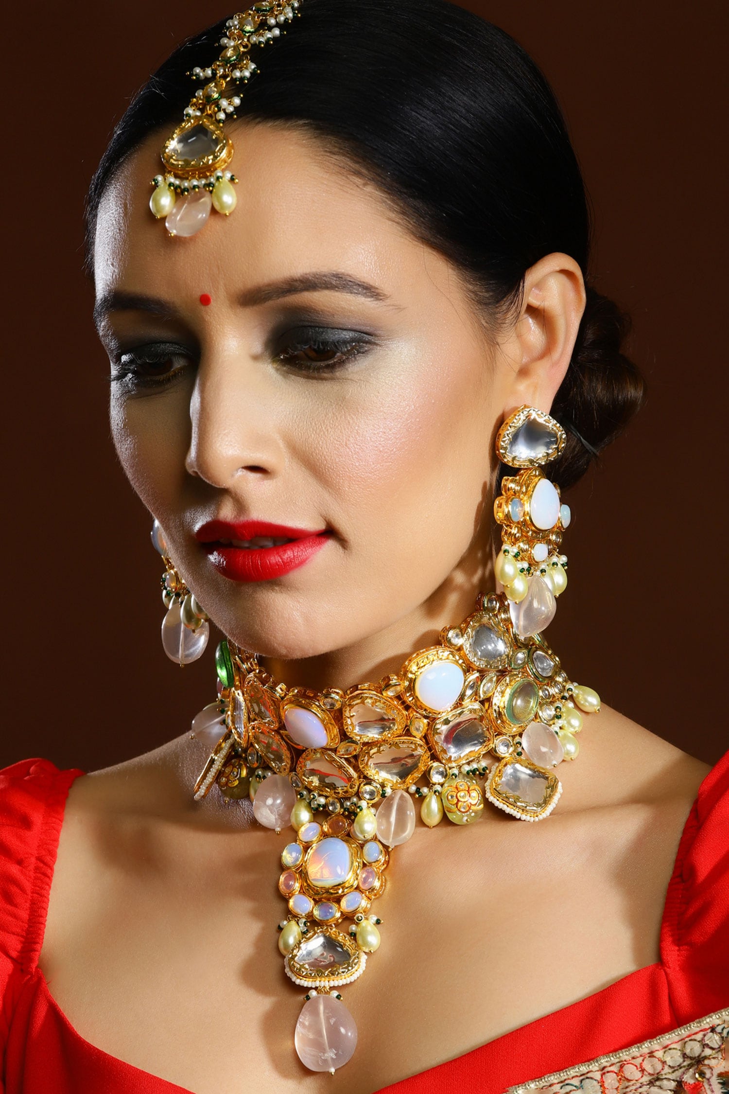 Maharani Kundan Embellished Necklace Set 