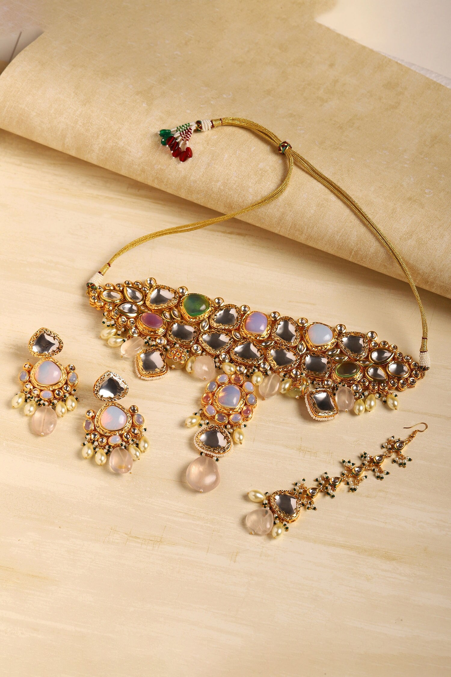 Maharani Kundan Embellished Necklace Set 