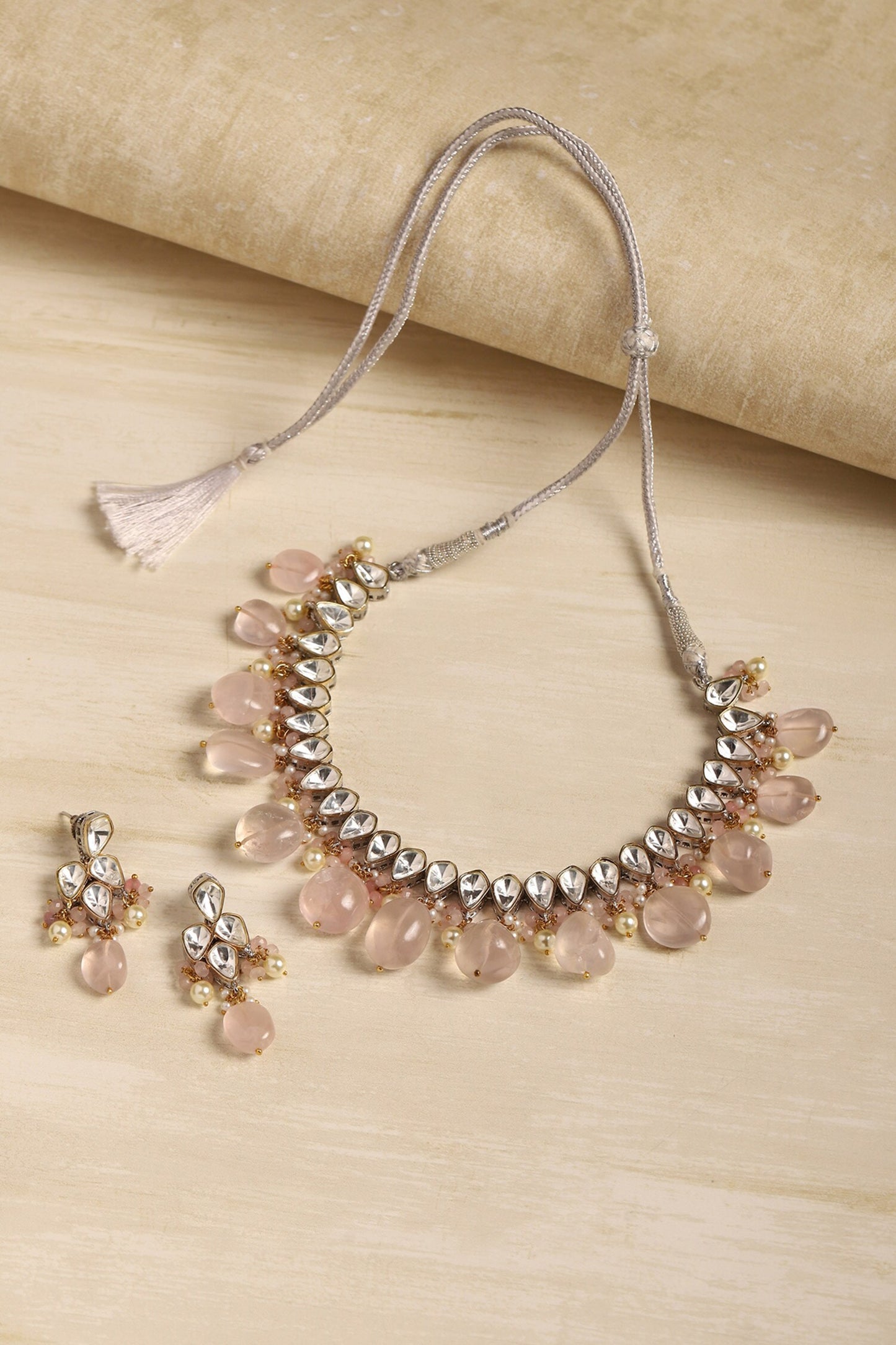 Beaded Dangler Embellished Choker Set 