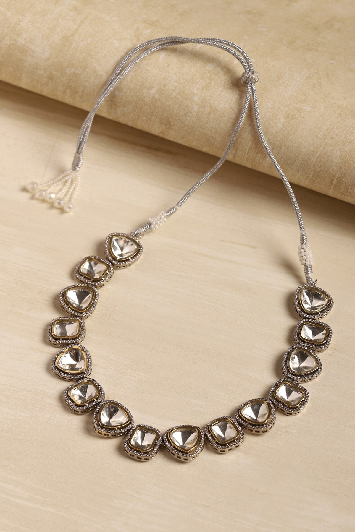 Dual Tone Stone Embellished Choker 