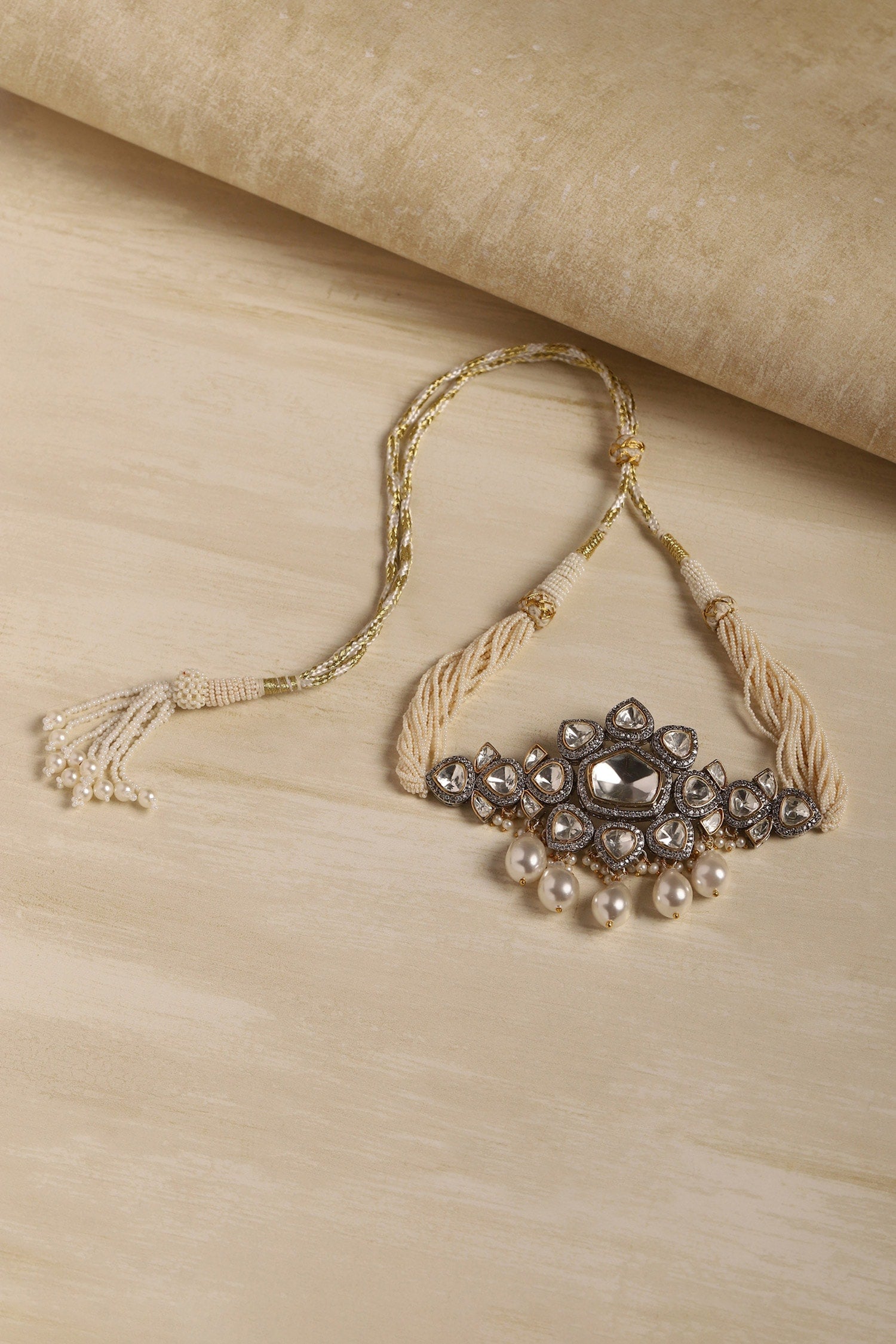 Floral Cutwork Pearl & Kundan Choker 