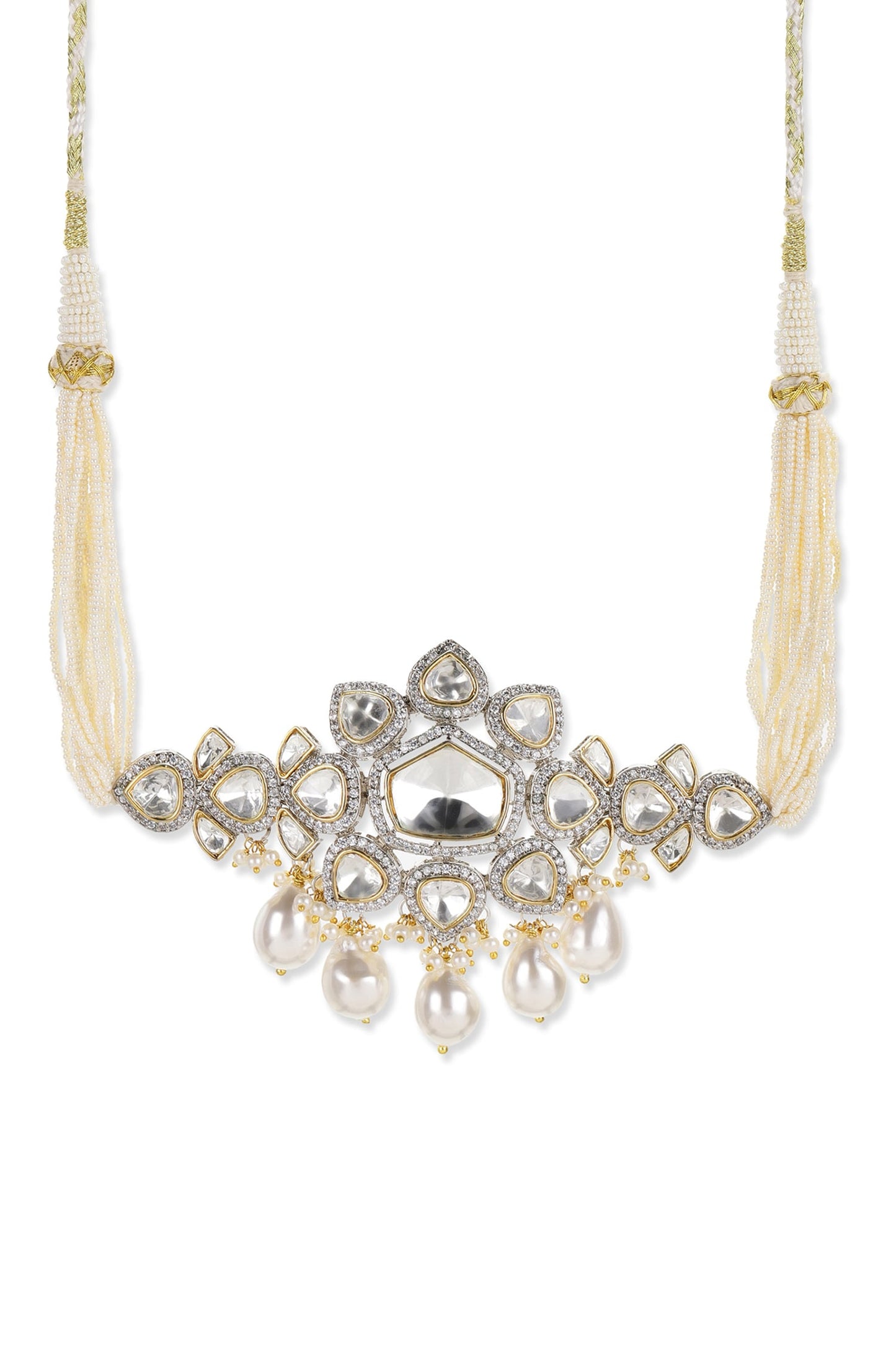 Floral Cutwork Pearl & Kundan Choker 