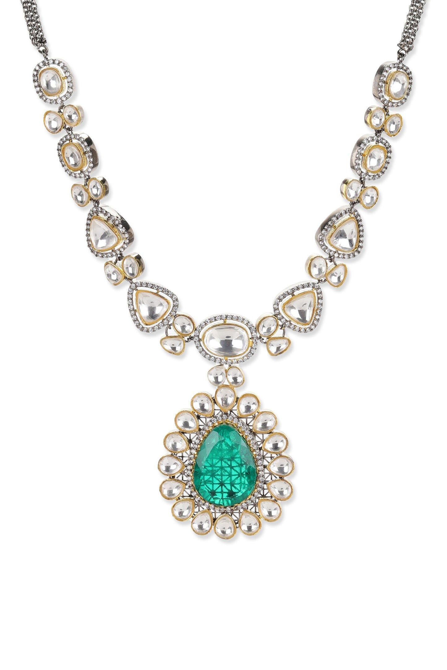 Carved Stone Embellished Pendant Necklace 