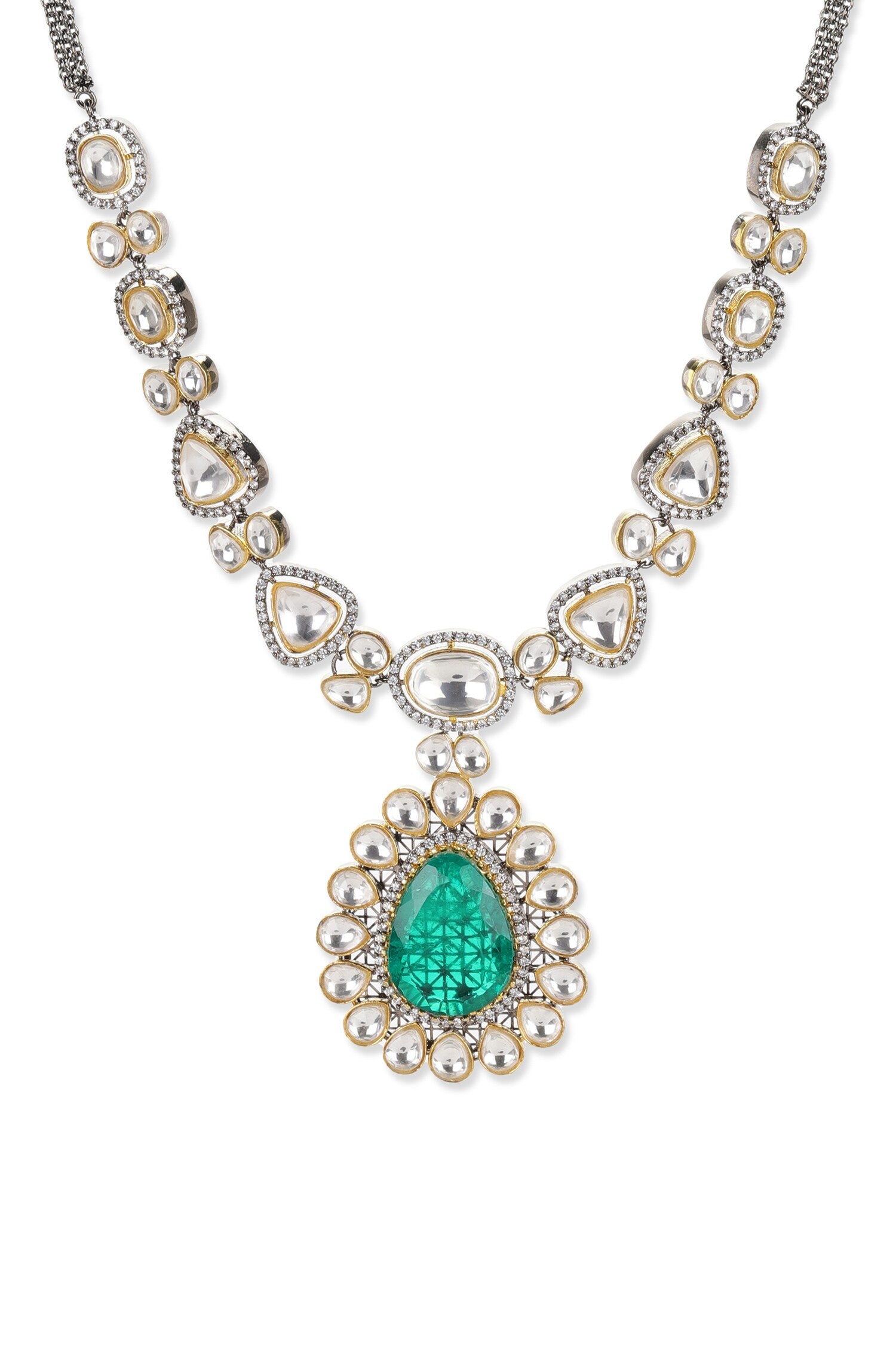 Carved Stone Embellished Pendant Necklace 