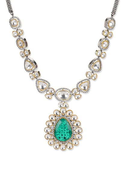 Carved Stone Embellished Pendant Necklace 