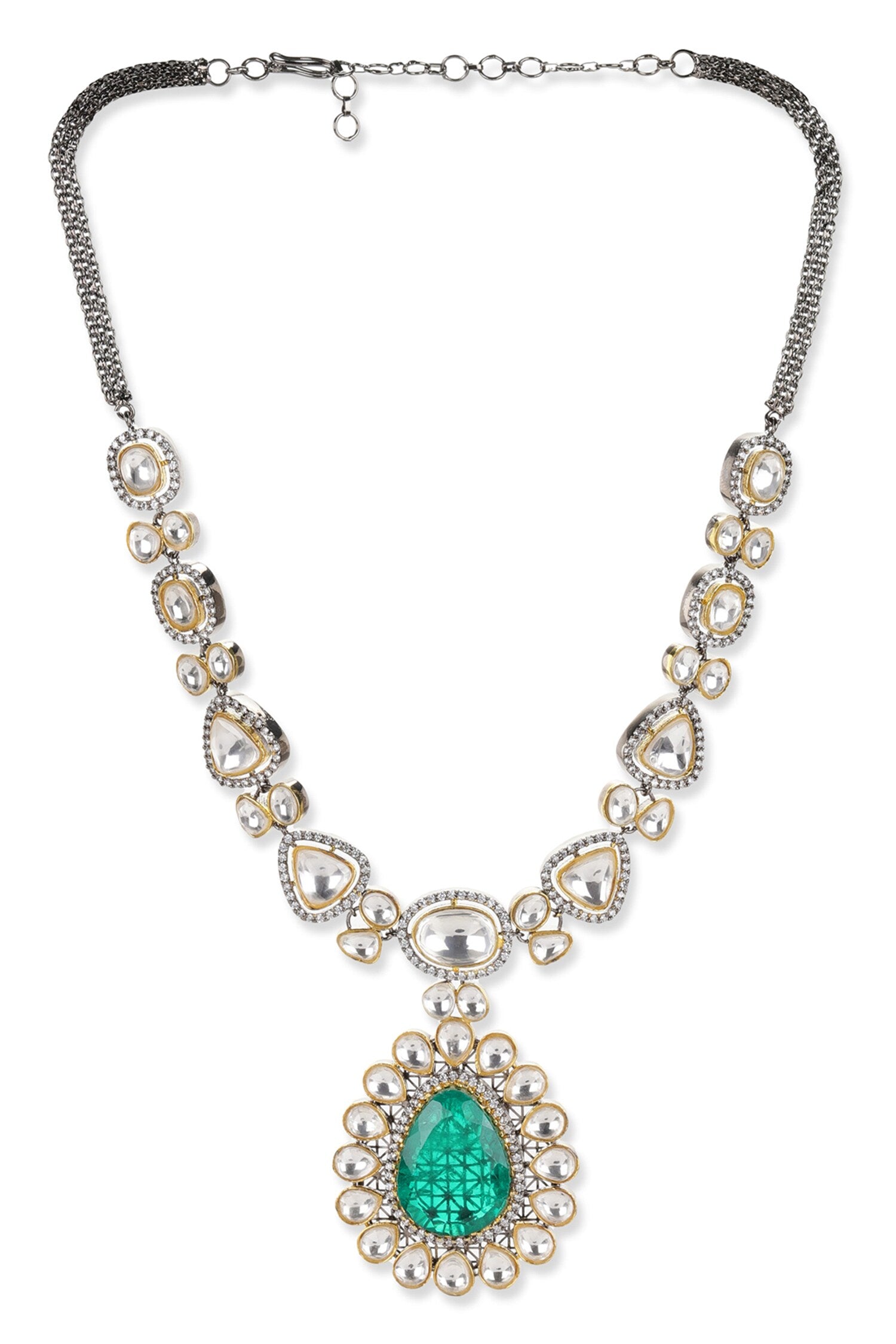 Carved Stone Embellished Pendant Necklace 