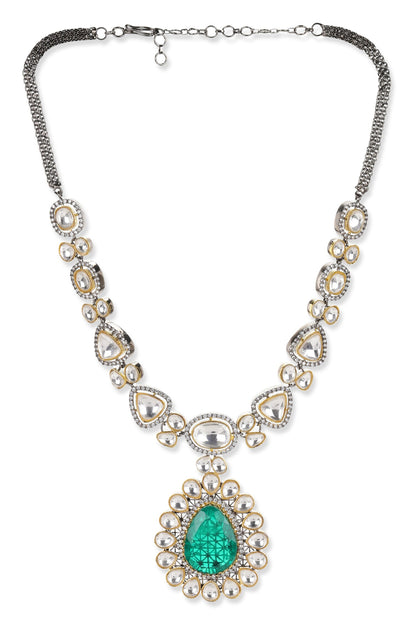Carved Stone Embellished Pendant Necklace 