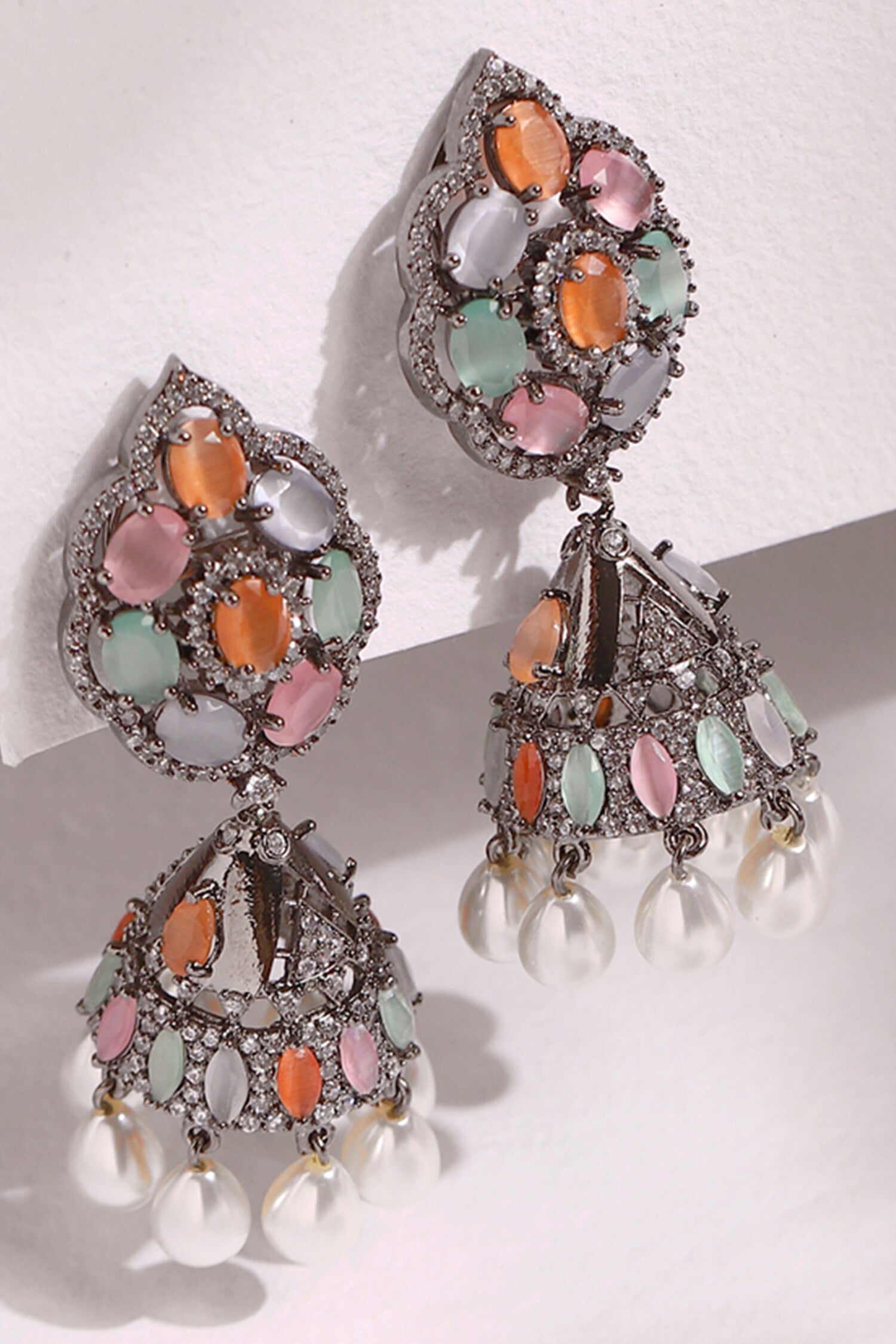 Tear Drop Carved Jhumkas 