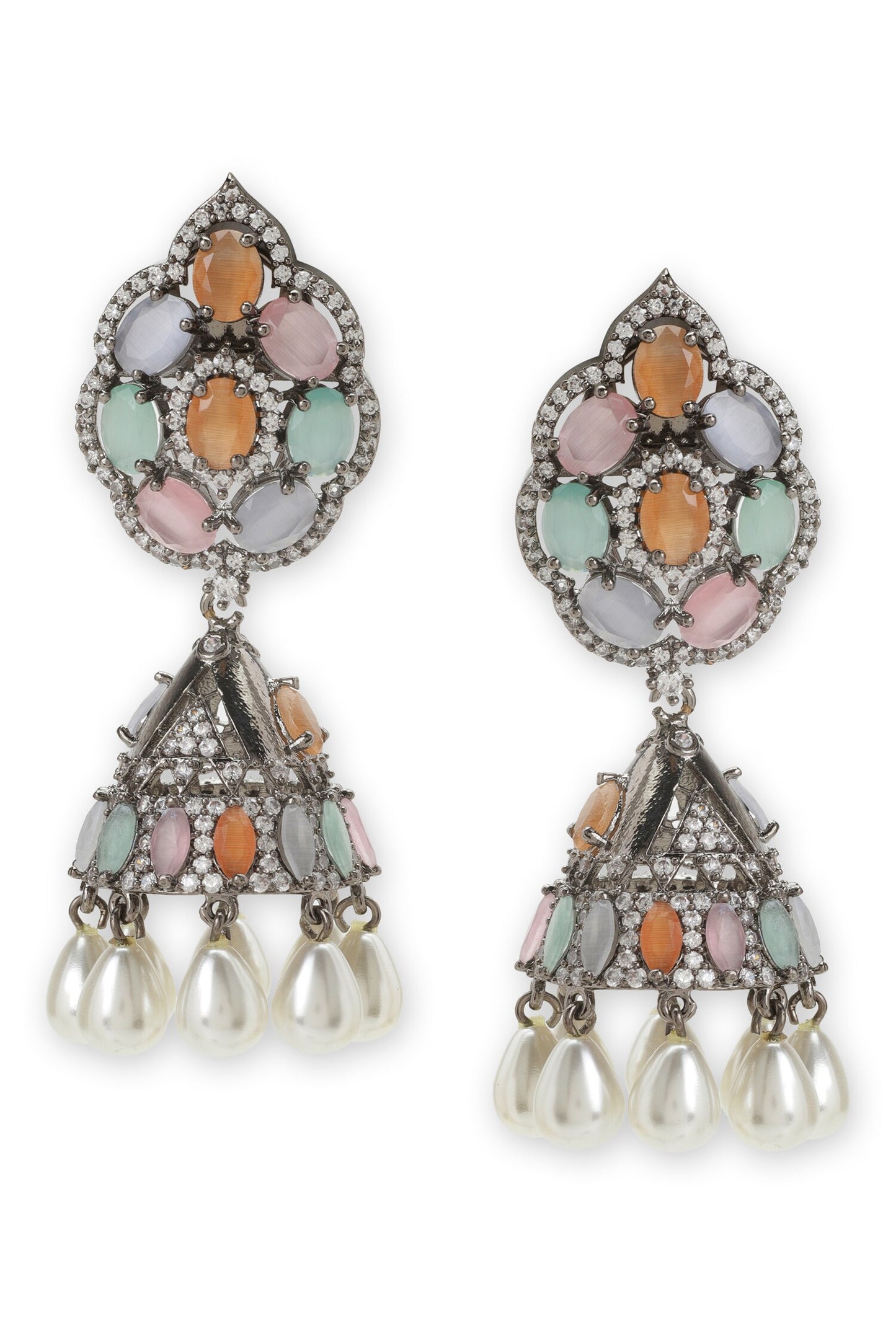 Tear Drop Carved Jhumkas 